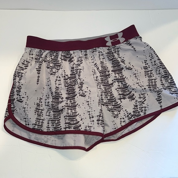 Under Armour Shorts Womens Small Running Athletic Lined Activewear Red Gray - Picture 1 of 7